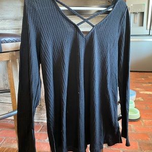 Black criss cross long sleeve top